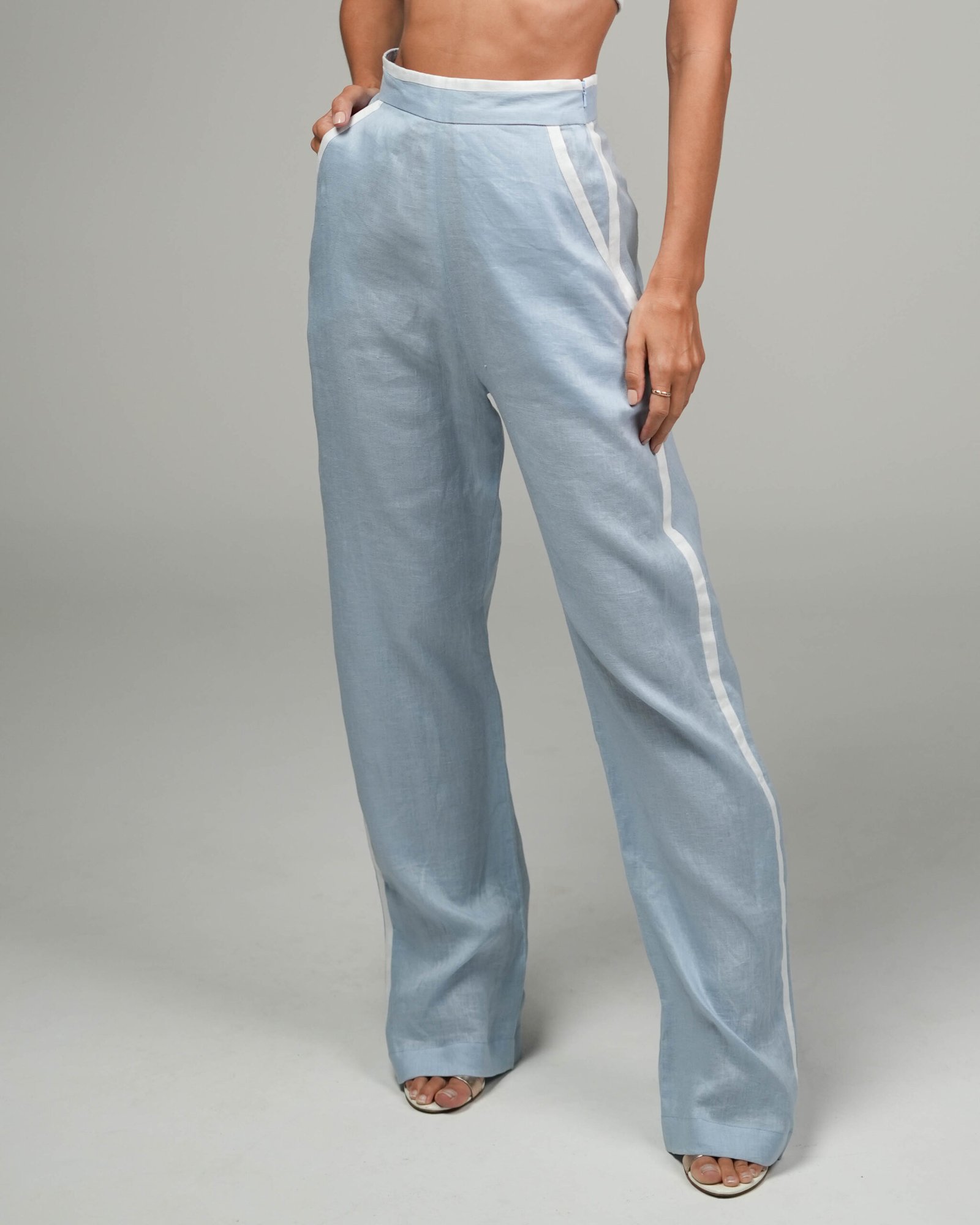Second image of Powder Blue Linen Pants